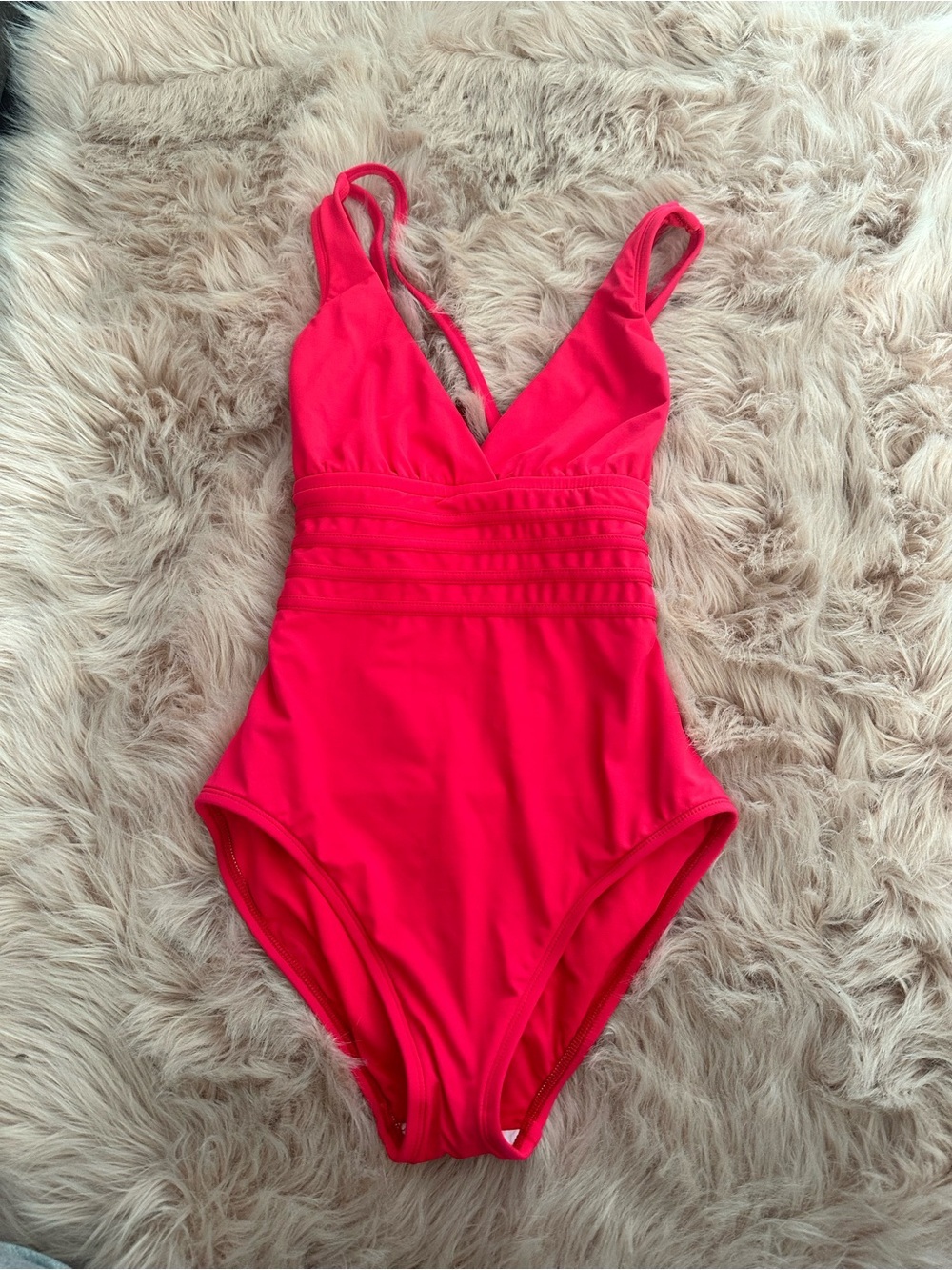 La Blanca Island Goddess Hot Pink Tummy Control One Piece Swimsuit sz 4 - Picture 3 of 5